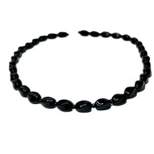 Vintage Black Glass Beaded 18” Necklace